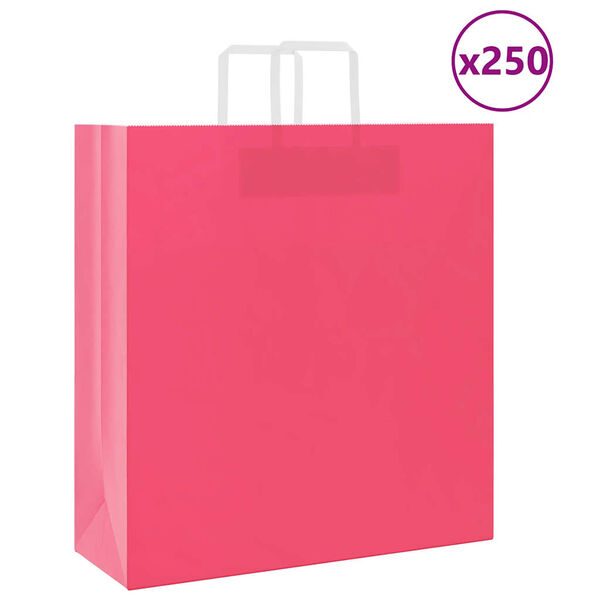 vidaXL Paper Bags 250 pcs with Handles Pink 45x17x48 cm