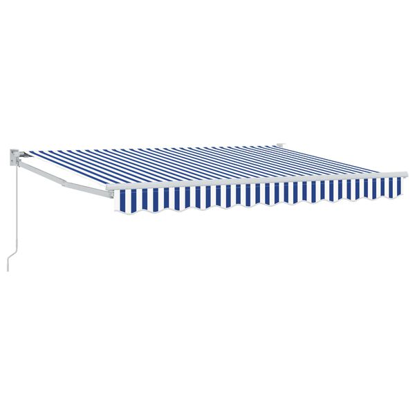 vidaXL Manual Retractable Awning Blue and White 2.5 x 2 m