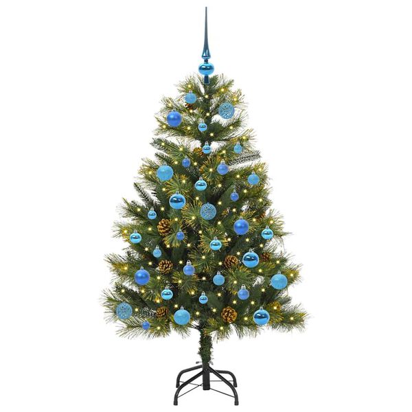 vidaXL Artificial Hinged Christmas Tree with Cones Green 150 cm