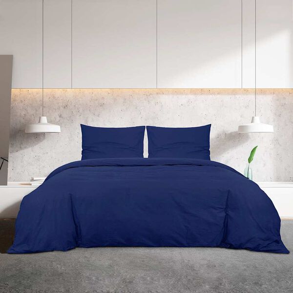 vidaXL Duvet Cover Set Navy Blue 155x220 cm Light-weight Microfiber