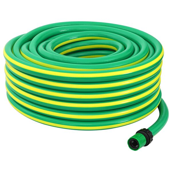 vidaXL Garden Hose 5-Ply Green and Yellow 1 / 2'' 10 m PVC