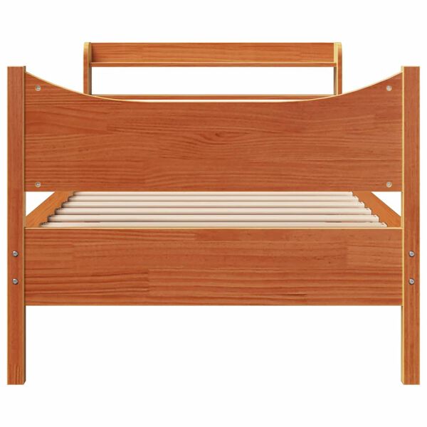 vidaXL Bed Frame with Headboard Wax Brown 90x190 cm Single Solid Wood Pine
