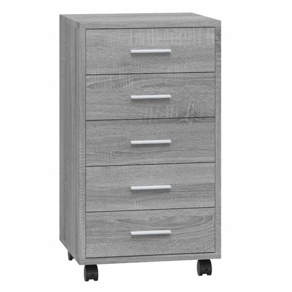 vidaXL Drawer Cabinet with Castors Grey Sonoma Engineered Wood