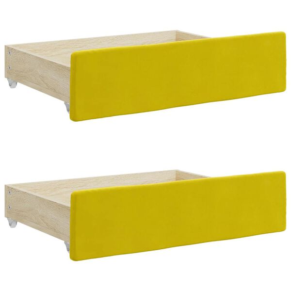 vidaXL Bed Drawers 2 pcs Yellow Engineered Wood and Velvet