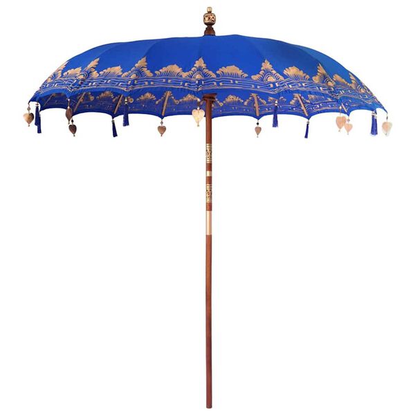 vidaXL Balinese Parasol Blue 215 x 215 x 260 cm Cotton and solid wood