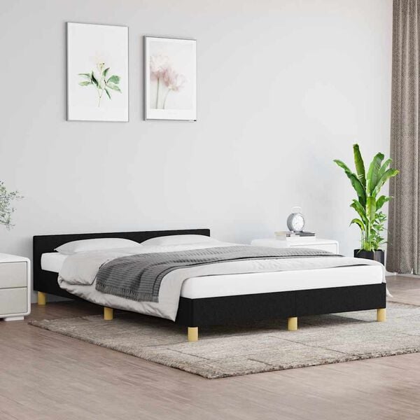 vidaXL Bed Frame without Mattress Black 180x200cm Super King Fabric
