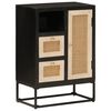 vidaXL Sideboard Black 55x30x76 cm Solid Wood Mango and Iron