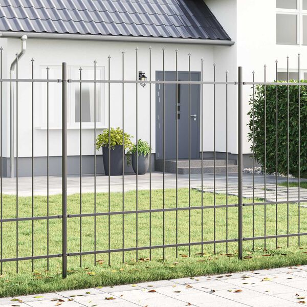 vidaXL Garden Fence 6 pcs Grey 170 x 215 cm Powder-Coated Steel