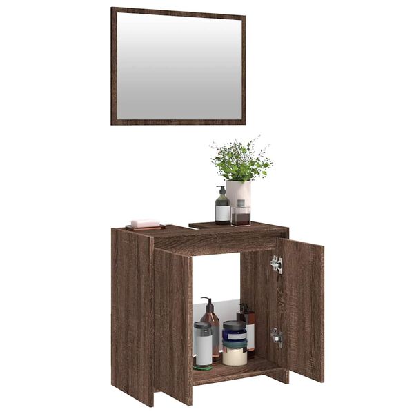 vidaXL 2 Piece Bathroom Furniture Set Brown Oak Engineered Wood