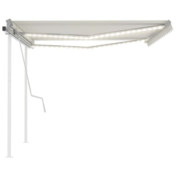 vidaXL Manual Retractable Awning with LED 4.5x3.5 m Cream