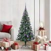 vidaXL Artificial Pre-lit Christmas Tree Green 150 cm PVC and Metal