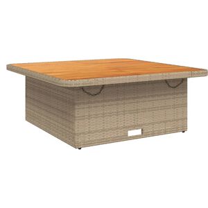 vidaXL Garden Table Beige 110x110x71 cm Poly Rattan and Acacia Wood