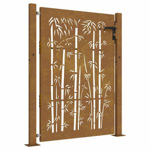 vidaXL Garden Gate 100x125 cm Corten Steel Bamboo Design