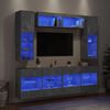 vidaXL 6 Piece TV Wall Cabinet Set with LED Lights Concrete Grey