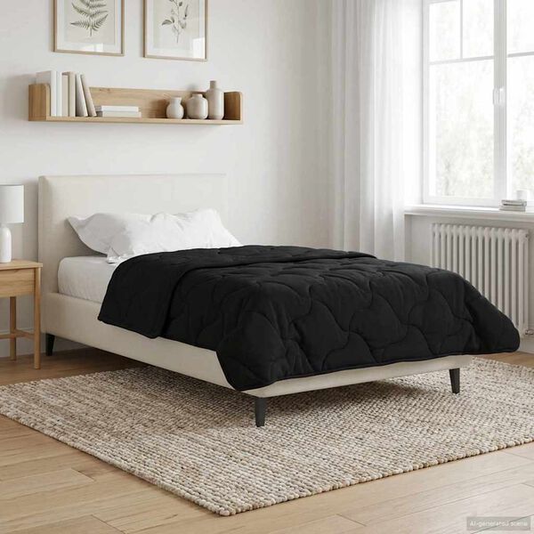 vidaXL Full Year Duvet Black 140 x 220 cm Microfiber and Teddy fleece