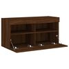 vidaXL TV Wall Cabinet with LED Lights Brown Oak 80x30x40 cm