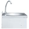 vidaXL Hand Wash Sink with Faucet and Soap Dispenser Stainless Steel