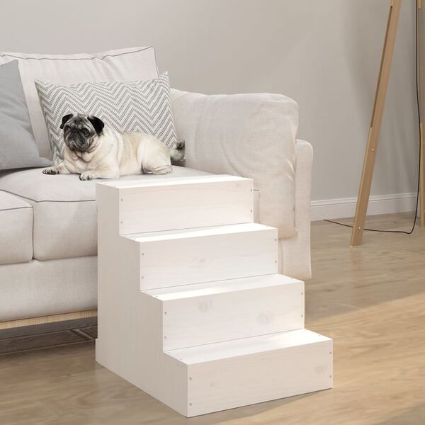 vidaXL Pet Stair White 40x49x47 cm Solid Wood Pine