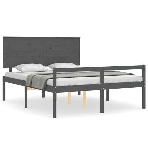 vidaXL Senior Bed without Mattress Grey 160x200 cm Solid Wood