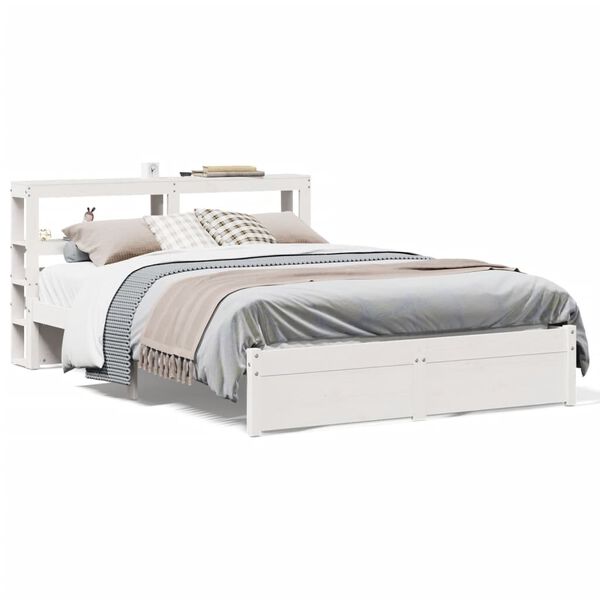 vidaXL Bed Frame with Headboard without Mattress White 150x200 cm King Size