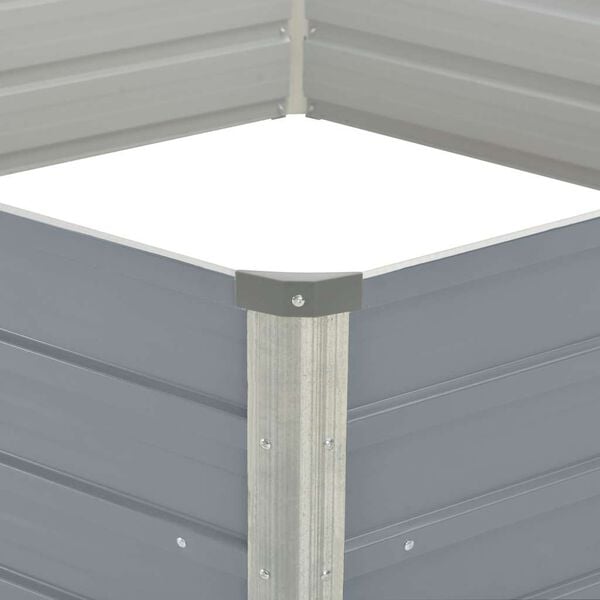 vidaXL Raised Garden Bed 129x129x45 cm Galvanised Steel Grey