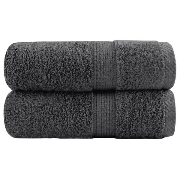 vidaXL Premium Guest Towels "SOLUND" 2 pcs Anthracite 30x50 cm 600 gsm