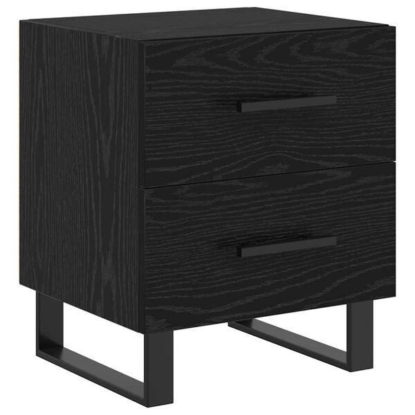 vidaXL Bedside Cabinet Black Oak 40 x 35 x 47.5 cm Engineered Wood