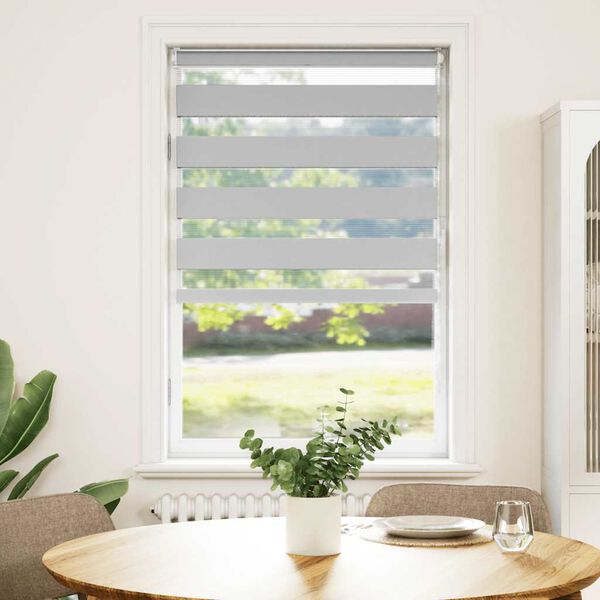 vidaXL Zebra Blind Light Grey 85x100 cm Fabric Width 80.9 cm Polyester