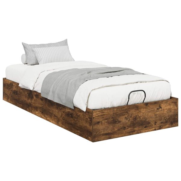 vidaXL Ottoman Bed Frame Smoked Oak 203 x 100 x 25 cm Chipboard