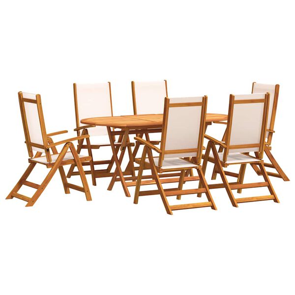 vidaXL 7 Piece Garden Dining Set Solid Wood Acacia and Textilene