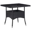 vidaXL 3 Piece Garden Dining Set Poly Rattan and Tempered Glass Black