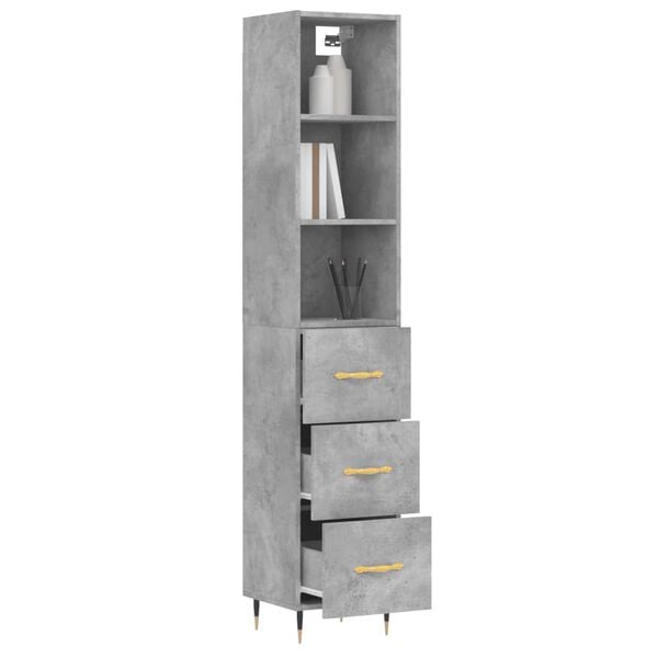vidaXL Highboard Concrete Grey 34.5x34x180 cm Engineered Wood