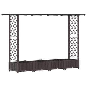 vidaXL Raised Bed with Trellis and Roof Brown 203 x 40 x 123 cm PP