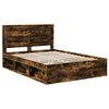 vidaXL Bed Frame Smoked Oak 140 x 190 cm Solid Pine Wood