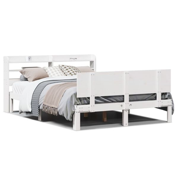 vidaXL Bed Frame with Headboard without Mattress White 120x190 cm Small Double