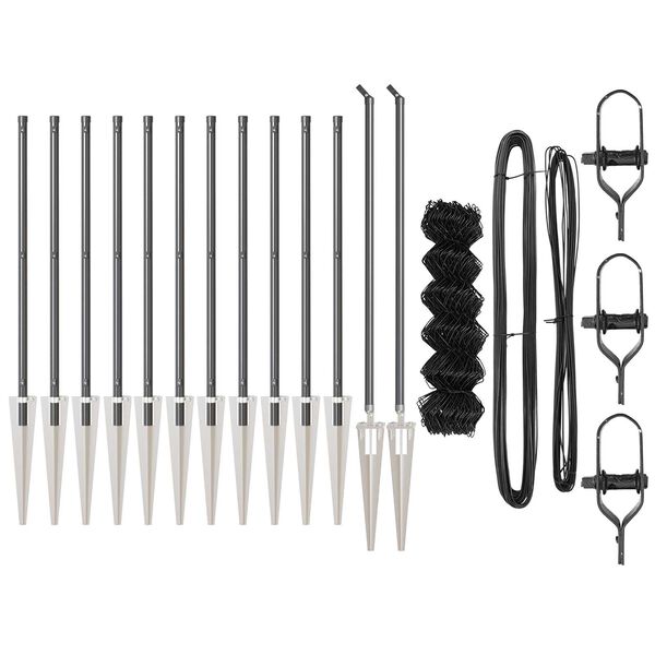 vidaXL Fence Post Grey 25 x 0.6 m (60 x 60 mm mesh) Steel and PVC