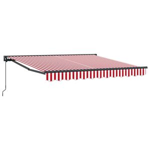 vidaXL Retractable Awning Manual Red and White 350 x 250 cm