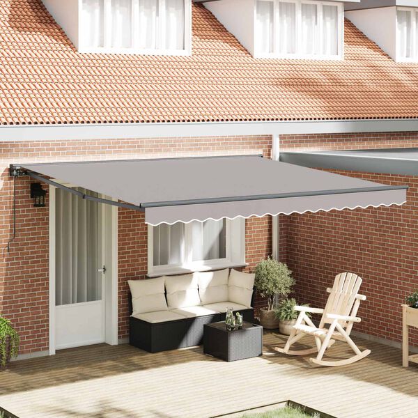 vidaXL Awning Frame Light Grey 400 x 300 cm Polyester with PU coating