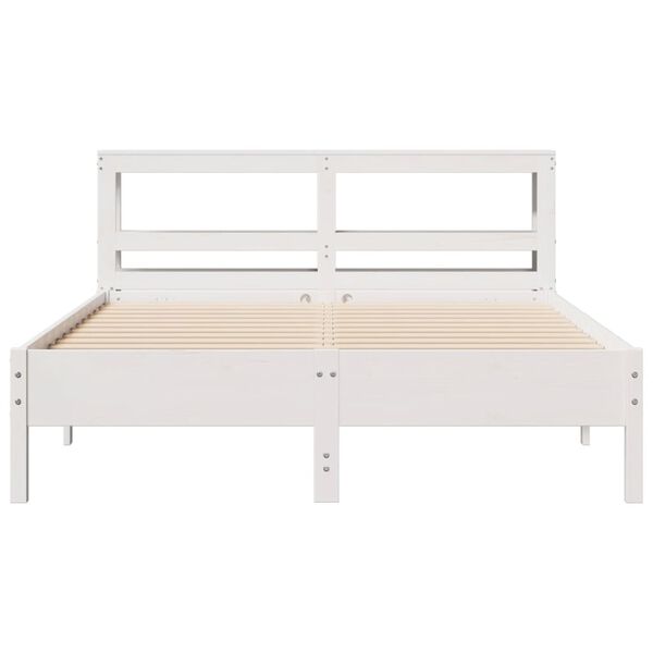 vidaXL Bed Frame without Mattress White 150x200 cm King Size Solid Wood Pine