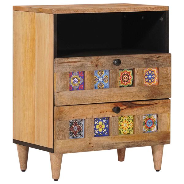 vidaXL Bedside Cabinet Natural 50 x 33 x 60 cm Solid Mango Wood
