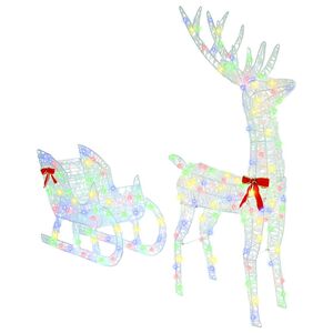 vidaXL Reindeer Pull Sleigh Colourful 70 x 26 x 129 cm Acrylic