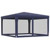 vidaXL Party Tent with 4 Mesh Sidewalls Blue 4x4 m HDPE