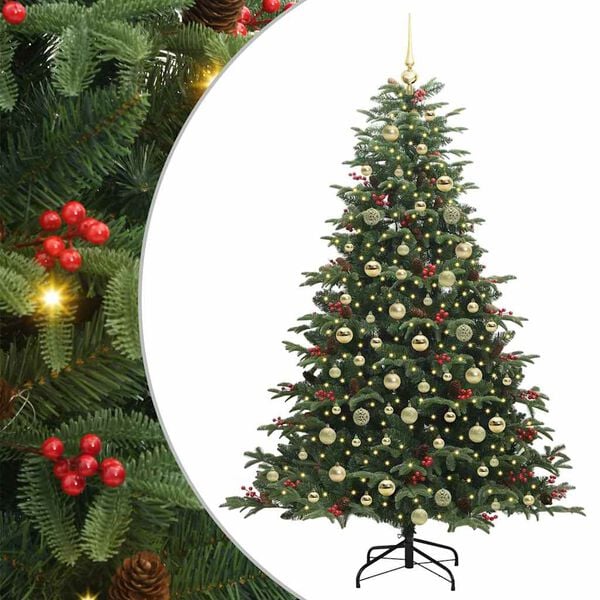 vidaXL Artificial Christmas Tree with 300 LEDs with Stand Green 180 cm