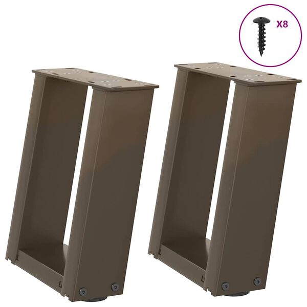 vidaXL Coffee Table Legs U-Shaped 2 pcs Natural Steel 30x(30-31) cm Steel