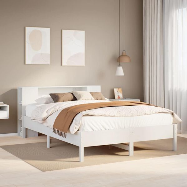 vidaXL Bookcase Bed without Mattress White 140x190 cm Solid Wood Pine