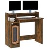 vidaXL Desk with LED Lights Smoked Oak 97x45x90 cm Engineered Wood