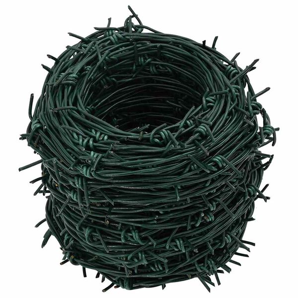 vidaXL Barbed Wire Green 100 m PVC-coated Steel