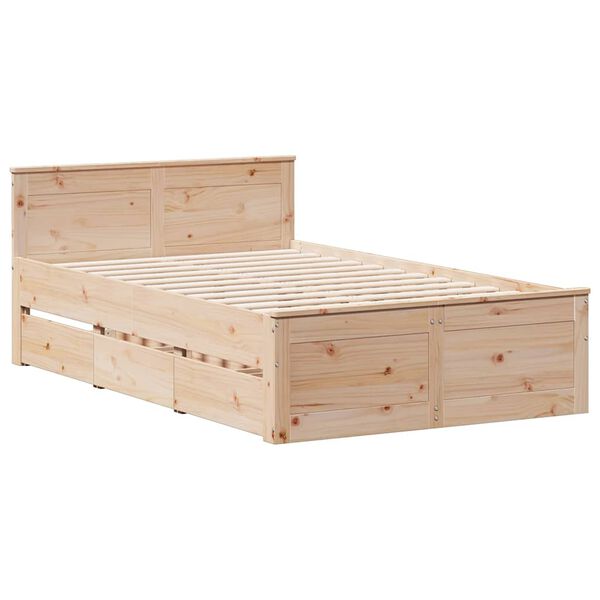 vidaXL Bed Frame without Mattress with Headboard 135x190 cm Double Solid Wood Pine