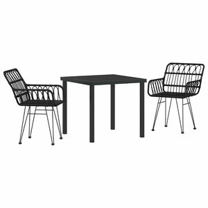 vidaXL Garden Dining Set 3 pcs Black Powder-Coated Steel