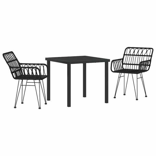 vidaXL Garden Dining Set 3 pcs Black Powder-Coated Steel